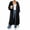 Black, variant on Womens Long Cardigan Hoodies Maxi Length Full Zip Side Pockets Drawstring Hem Oversized Outer Coat