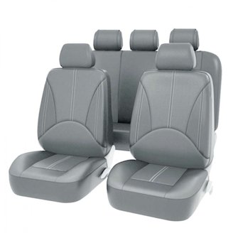 WinxMatrs Leather Front Seat Cover - Universal Fit Gray PU Leather Car Seat Protector