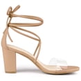 thumbnail image 7 of BLISSFUL STEP Women's Shoes Clear Strap Lace Up Open Toe Chunky Heel Dress Sandals Nude 8.5, 7 of 7