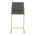 thumbnail image 6 of Fuji Contemporary High Back Counter Stool In Gold Steel And Grey Faux Leather - Set Of 2, 6 of 10