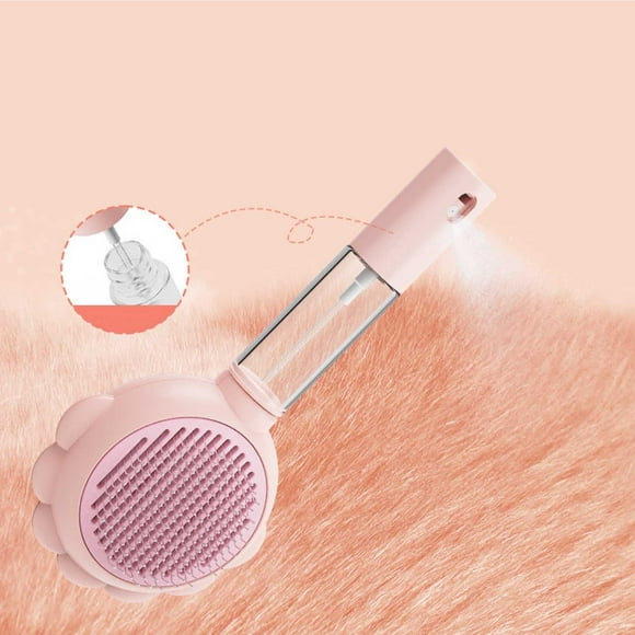 Cepillo Pulverizador con Botón de Liberación | Cepillo Autolimpiante 3 En 1 para Perros y Gatos | Cerdas de Acero Inoxidable | Mango Ergonómico | Elimina El Pelo Suelto y Enredado | Herramienta de As