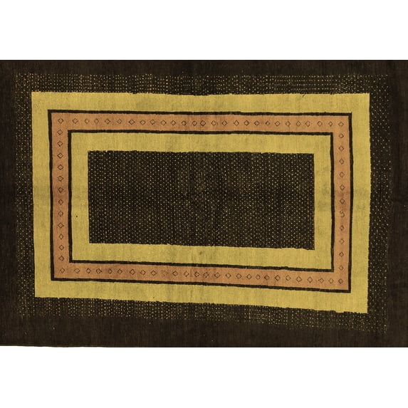 Ahgly Company Indoor Rectangle Abstract Brown Modern Area Rugs, 2' x 3'