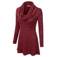 thumbnail image 2 of Doublju Womens Long Sleeve Cowl Neck A-Line Tunic Sweater Dress RED, 3X, 2 of 3
