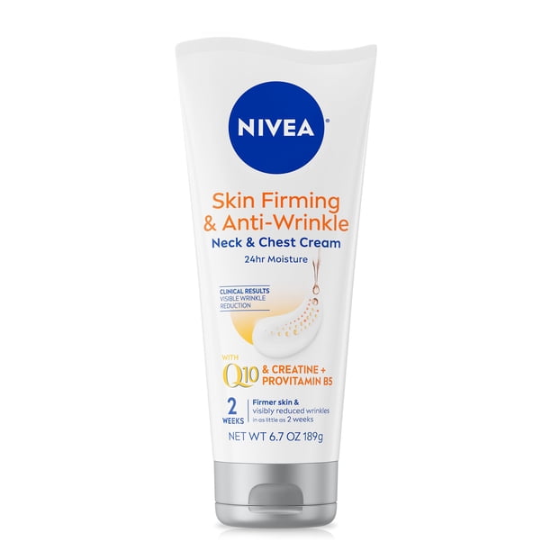 NIVEA Crema Reafirmante Y Antiarrugas Para Cuello Y Pecho, Crema Corporal Hidratante 24 Horas Reduce El Aspecto De Líneas Finas Y Arrugas, Tubo De 6.7 Oz