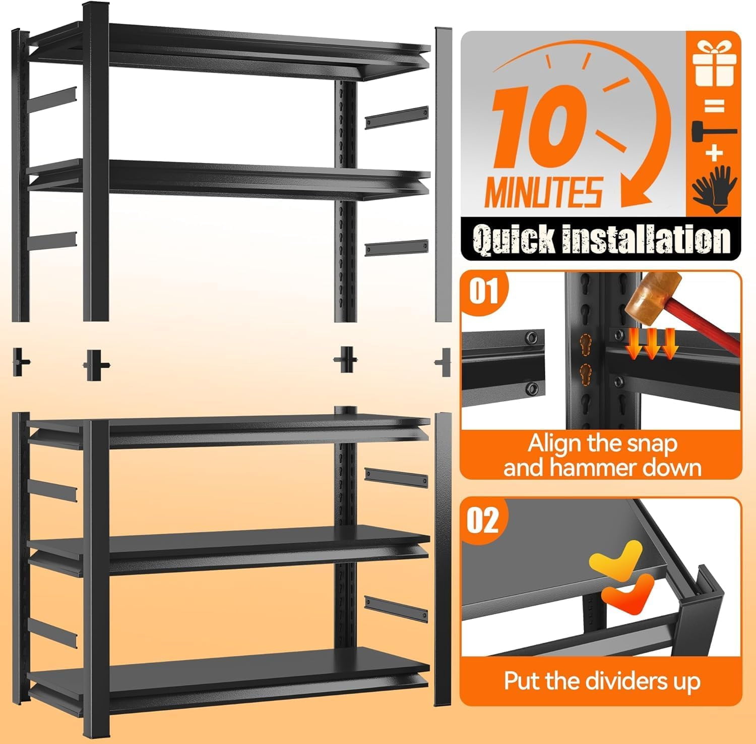 5 Tiers Book Shelves, Office Shelf Organizer, Heavy Duty Book Shelving, Adjustable Bookshelf, Freestanding Book Shelves, Book Shelves for Living Room, Black Bookshelves (47.2"W*23.6"D*72"H)