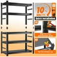 thumbnail image 4 of 5 Tiers Book Shelves, Office Shelf Organizer, Heavy Duty Book Shelving, Adjustable Bookshelf, Freestanding Book Shelves, Book Shelves for Living Room, Black Bookshelves (35.4"W*15.8"D*72"H), 4 of 8