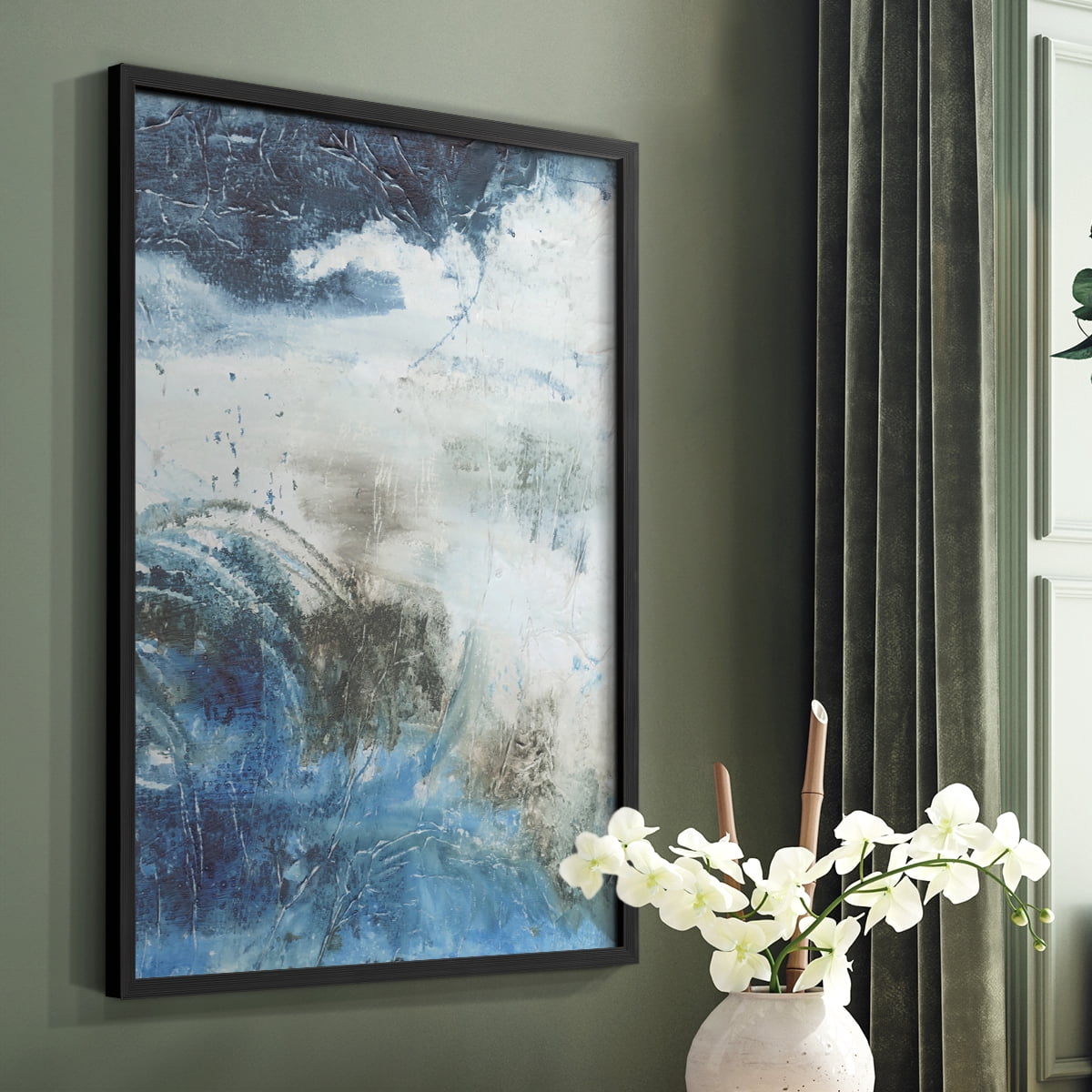 Coastal Seas I Framed Print in Black Solid Wood Framed Print No Nail Hanging
