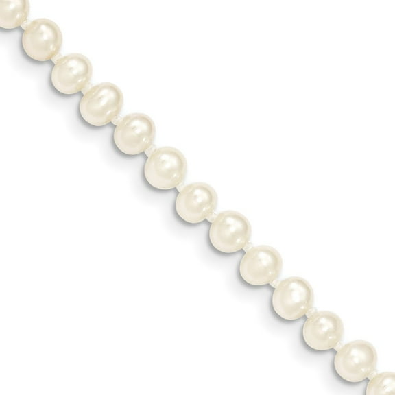 14K Yellow Gold Pearl Chain Necklace 4-5 mm White Near Round Freshwater Cultured 12 inch 4.5
