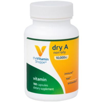 The Vitamin Shoppe Dry A nonoily 10,000IU (50 Retinyl Acetate, 50 BetaCarotene), Antioxidant That Supports Immune  Eye Health, Once Daily (100