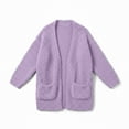 thumbnail image 7 of Xdegoge Girls Fuzzy Open Front Cardigan Cozy Long Sleeve Knit Sweater for Kids Fashion Tunic Fleece Cardigans with Pockets, 7 of 7