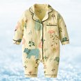 thumbnail image 3 of TOOYOU Boys Romper Baby Floral Animals Print Pajamas Button Up Pajamas Footie Pj'S Jumpsuit Breathable Playsuit Bodysuits For Toddler ,Size 12-18 Months Light Yellow, 3 of 3