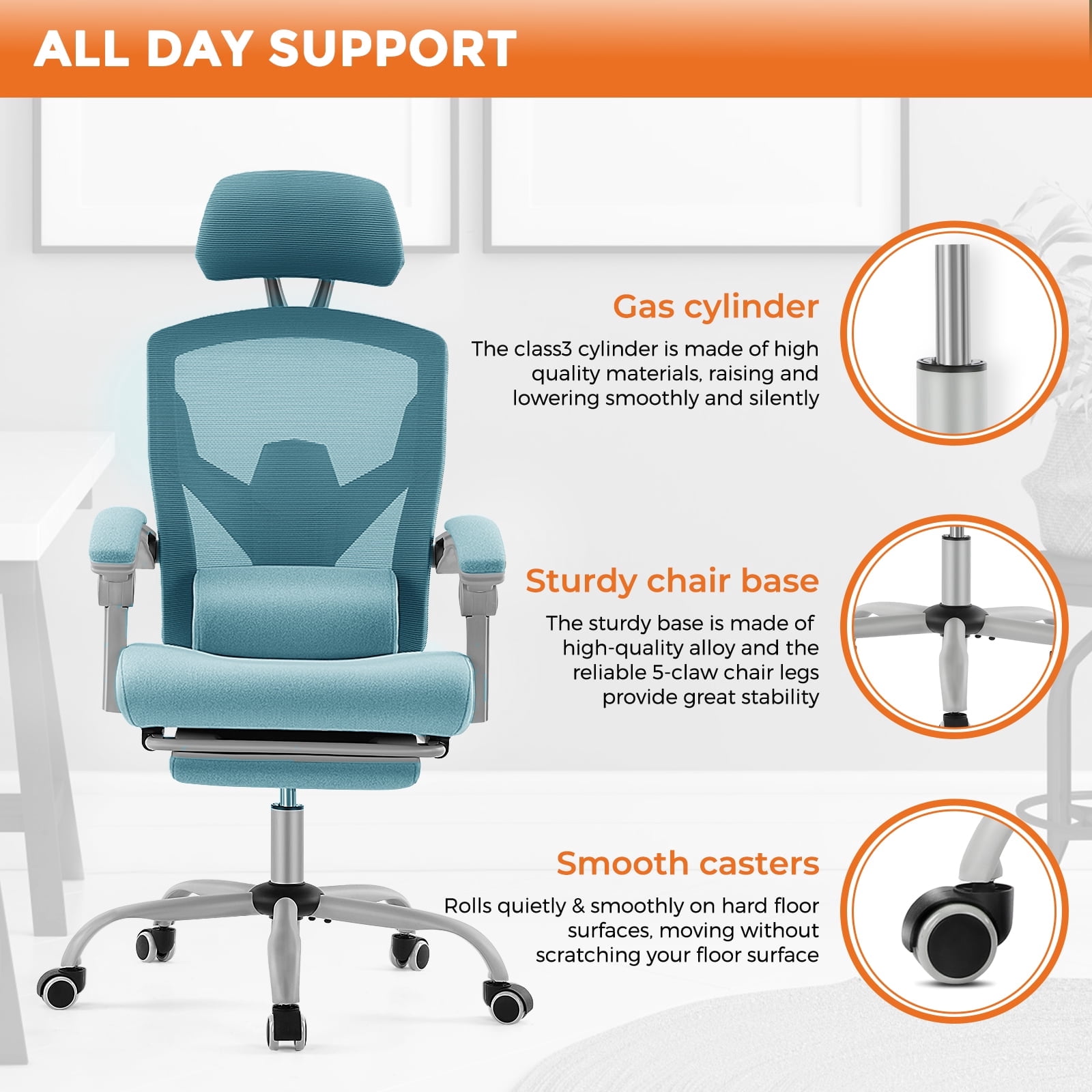 MAYEERTY Ergonomic Office Chair, Comfort Home Office Task Chair, Lumbar Support Computer Chair with Flip-up Arms and Adjustable Height, Black