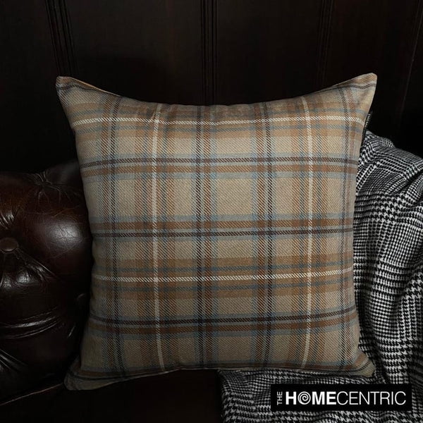 Checkered Winter Plaid Throw Pillow covers Beige 20"x20" (50x50 cm) Velvet Checkered, Tartan Plaid, Winter Plaid Pillows, Plaid Pillow Case Pillowcase, Plaid Modern Style - Plaidscape Beige