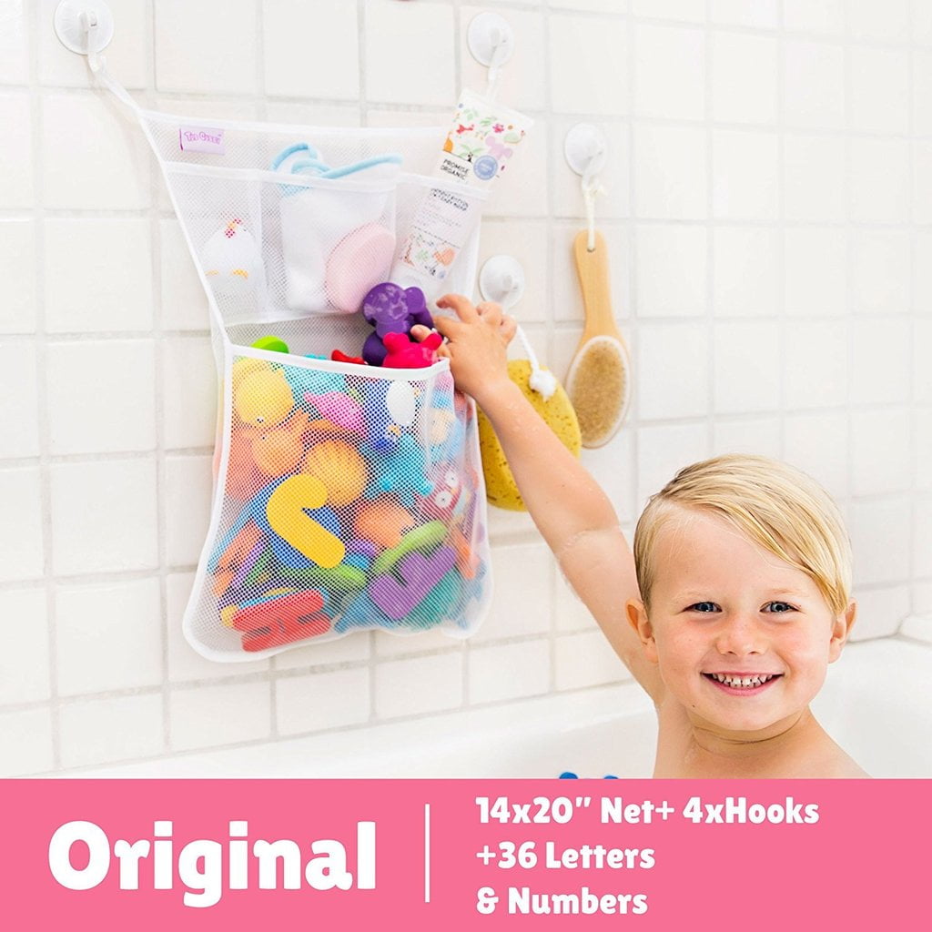 Tub Cubby Kids Bath Toy Organizer Keeps Toys Dry + 36 Soft Foam ABCs