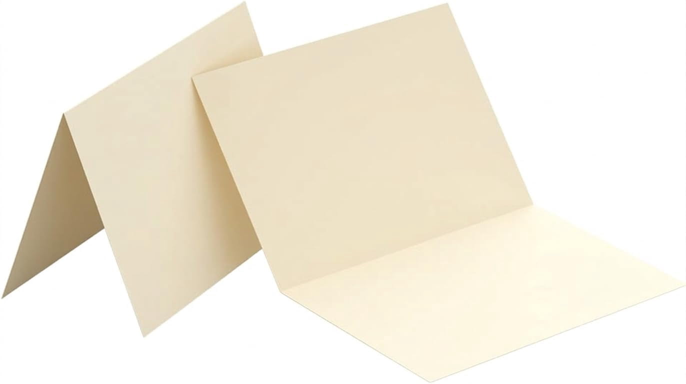 Reskid 100-Pack Cream Blank Greeting Cards - Heavyweight 100lb Cover Cardstock - Pre-Scored Printable Note Cards for Wedding Invitations, Thank You Notes, and DIY Crafting (8.5x11, Inches)