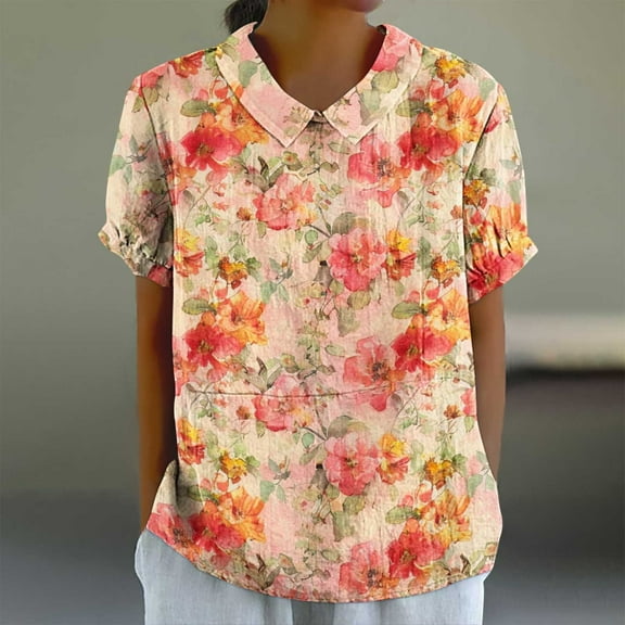 LiMoi Womens Short Sleeve T Shirts V Neck Womens Tops Trendy Summer Spring Floral Tops Oversized Tshirts for Women Cheap New Arrivals