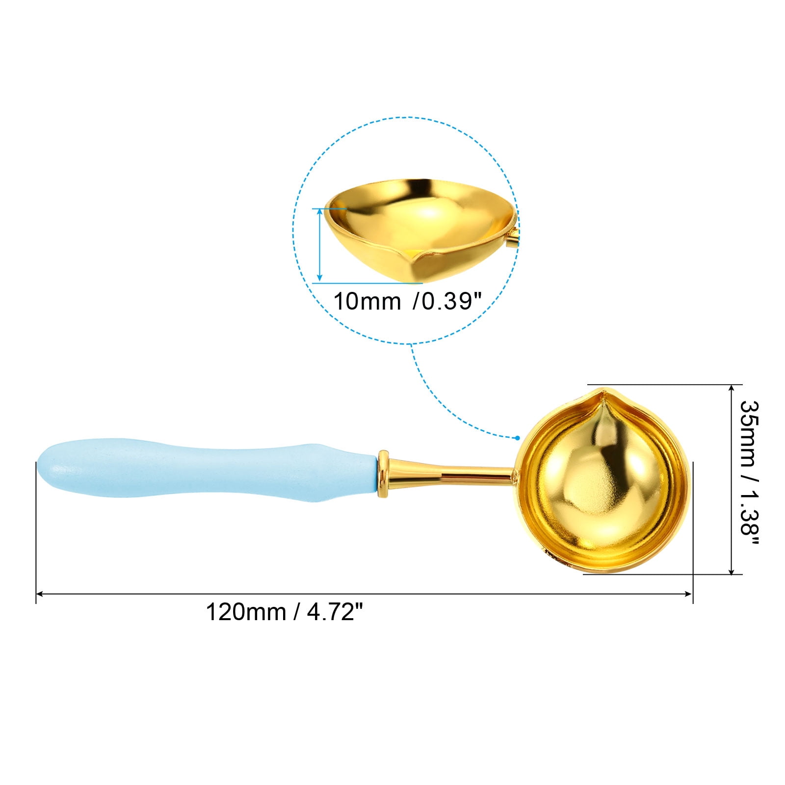 Unique Bargains Wax Seal Spoon with Vintage Wooden Handle for Wax Seal Stamp 3Pcs Blue