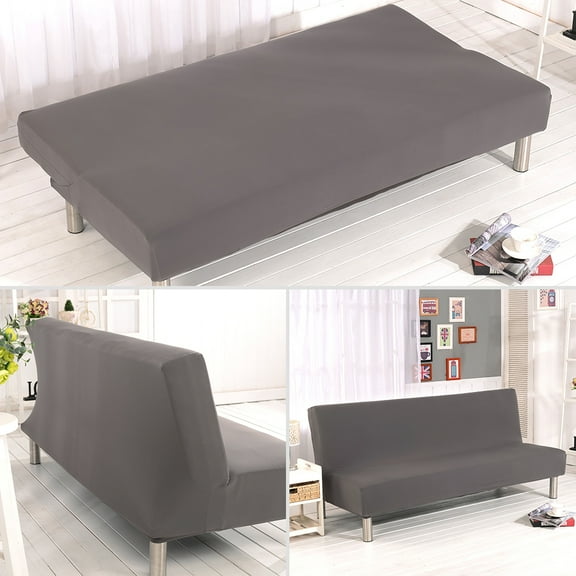 Armless Sofa Covers Stretch Fabric Sofa Slipcovers Folding Sofa Bed For Living Room Moving Furniture Protector - Solid Color Gray