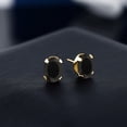 thumbnail image 3 of Gem Stone King 18K Yellow Gold Plated Silver Black Onyx Stud Earrings for Women Men | 3.20 Cttw | Gemstone December Birthstone | Oval 8X6MM, 3 of 4