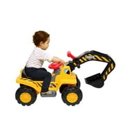 Athome Kids Ride on Excavator Scooter Set Toys Car Outdoor Digger Scooper Pulling Cart With Front Loader Horn for Boys 3-5