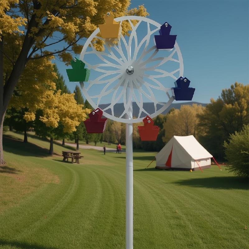 Stainless Steel Rotating Ferris Wheel Bird Feeder Windmill Garden Decoration