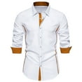 thumbnail image 2 of Dgankt Men's Shirts Casual Patchwork Button Long Sleeve Turndown Collar Blouse Shirt,Size S-2XL, 2 of 9