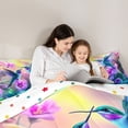thumbnail image 5 of Castle Fairy Gradient Hummingbird Twin Comforter Sets,Purple Floral Flowers Bedding Set, 5 of 8