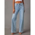 thumbnail image 5 of EMMIOL Women's High-Waisted Seamed Wide-Leg Jeans Stretchy Vintage Washed Denim Pants Casual Y2K Streetwear Trousers, 5 of 9