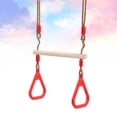 thumbnail image 2 of Miangastore 1 Set Wooden Trapeze Swing Bar with Plastic Rings Adjustable Rope Swing Set Swing Equipment Fitness Rings (Random Color), 2 of 8