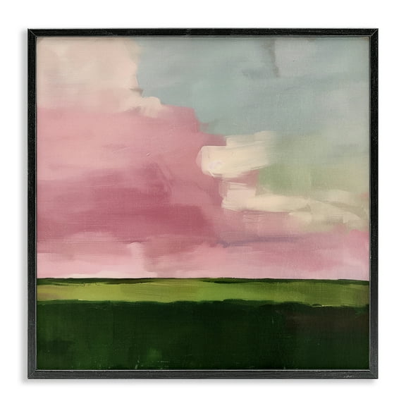 Stupell Industries Pink Clouds Sunrise Landscape & Nature Painting Black Framed Art Print Wall Art, 12 x 12