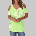 thumbnail image 5 of Cleaning Cold Shoulder Tunic Tops for Women Color Block T-Shirts V Neck Tees Shirt Short Sleeve Tops Formal Trendy Tunic Blouses Dressy Work Office Bussiness Clothes Summer Costume, 5 of 7