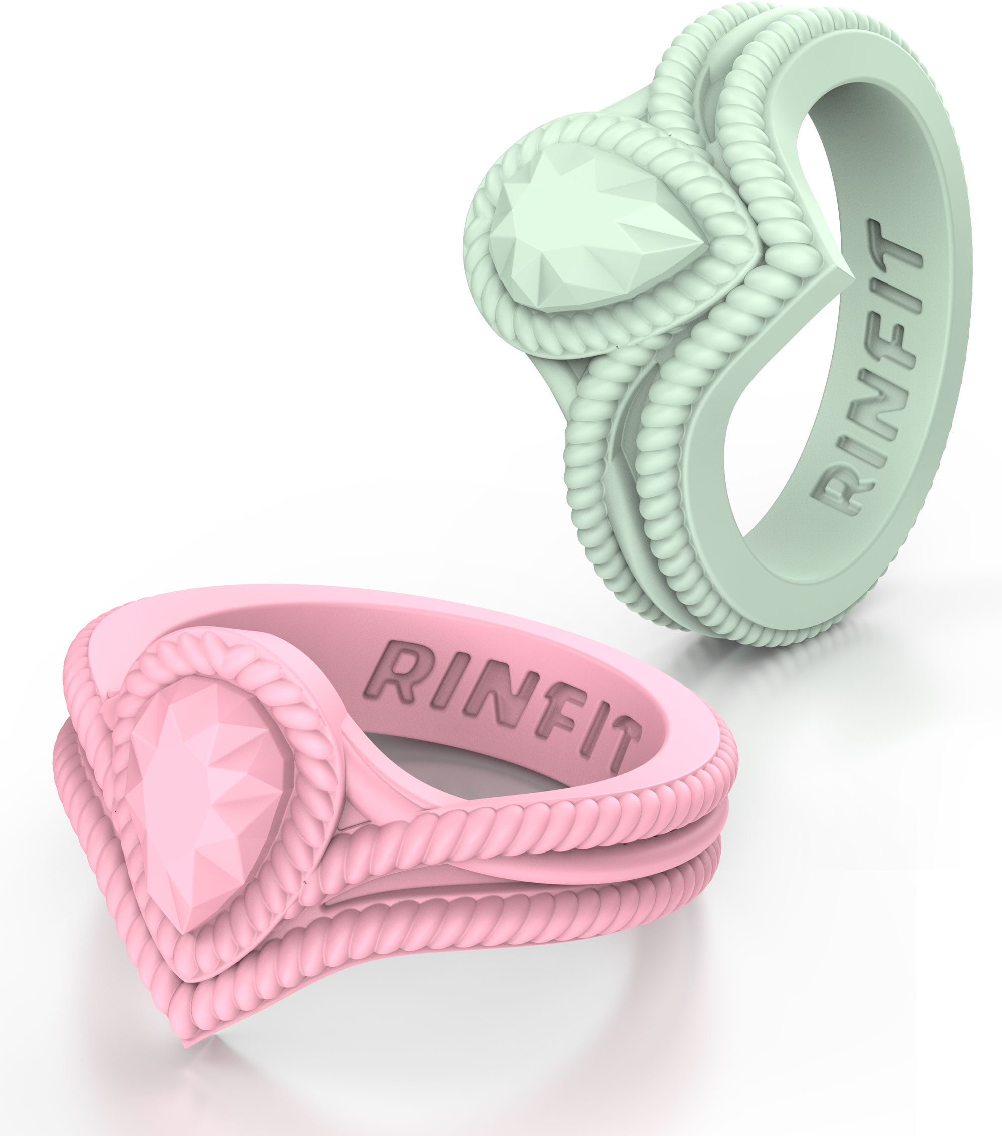 Silicone Wedding Rings for Women by Rinfit - Silicone Diamond - Black - Designed Silicon Rubber Wedding Bands. Comfortable & Durable Wedding Band Replacement - Size 4