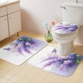 thumbnail image 2 of Lavender Bath Mat 3 Piece Bathroom Rug Set, Watercolor Purple White Floral Botanical Butterfly Non Slip Bath Rug Contour Mat and Toilet Lid Cover, Absorbent Shower Mats Soft Bath Rugs and Mats Sets, 2 of 8