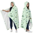 thumbnail image 2 of Wearable Blanket,LightGreen Cartoon Dinosaurs Pattern Hooded Wearable Flannel Blanket for Adults & Teens,Winter Poncho Shawl Wrap Cape Cozy Anti-Pill,50"x60", 2 of 5