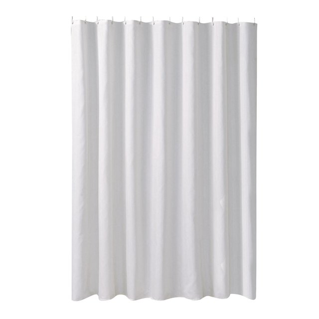 Cortina de ducha blanca para baño, decoración de baño, tela de poliéster lavable, 0,8 x 1,8 m (ganchos no incluidos)