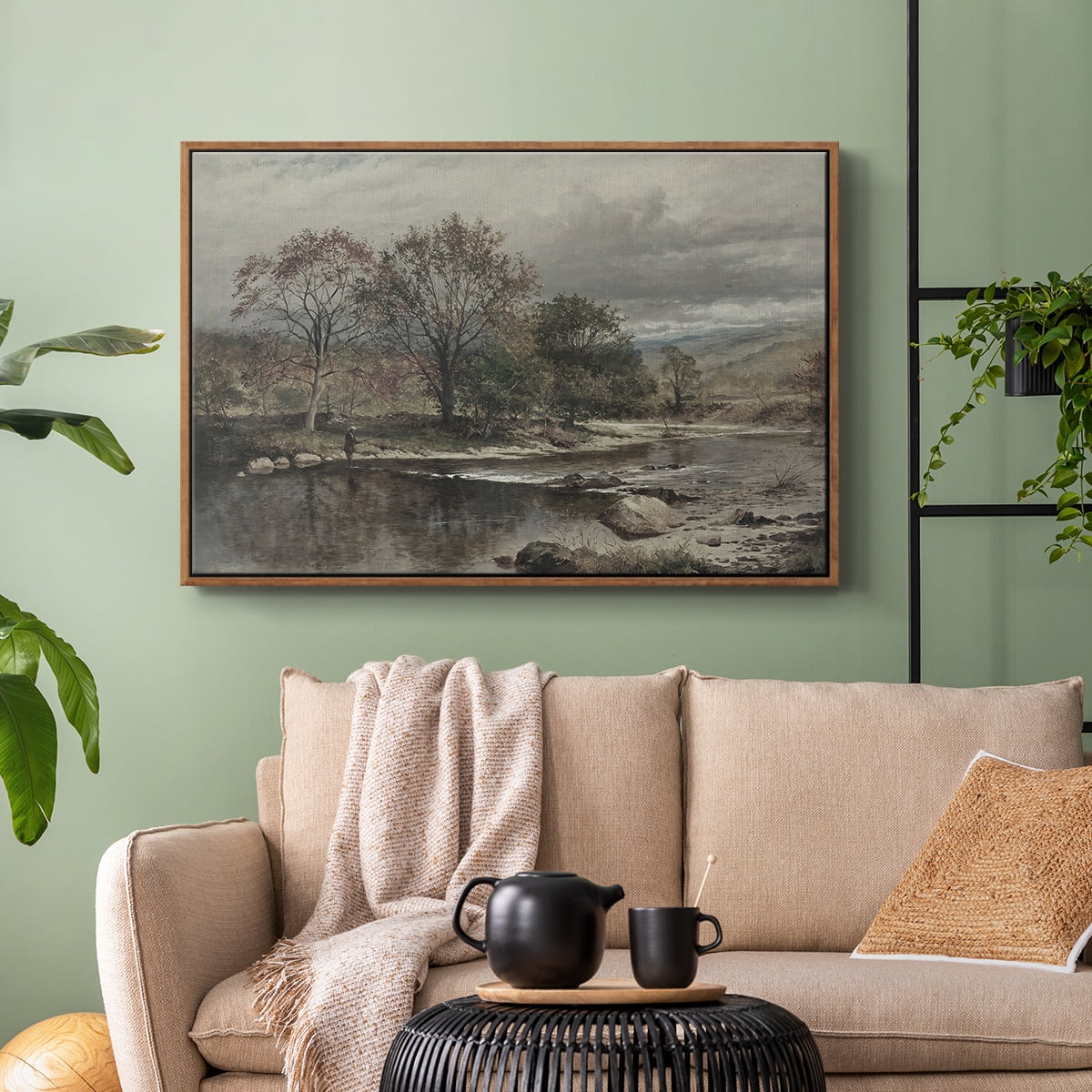 Vintage Landscape-XXV By Wexford Home Framed in Walnut Wood Gallery Wrapped Canvas 27 in. x 41 in.