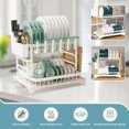 thumbnail image 5 of FOUNDLDF Dish Rack,2-Tier Dish Drying Rack with Drainboard, Sink & Countertop Metal Dish Rack Organizer, Dish Drainers for Kitchen Counter,White, 5 of 8