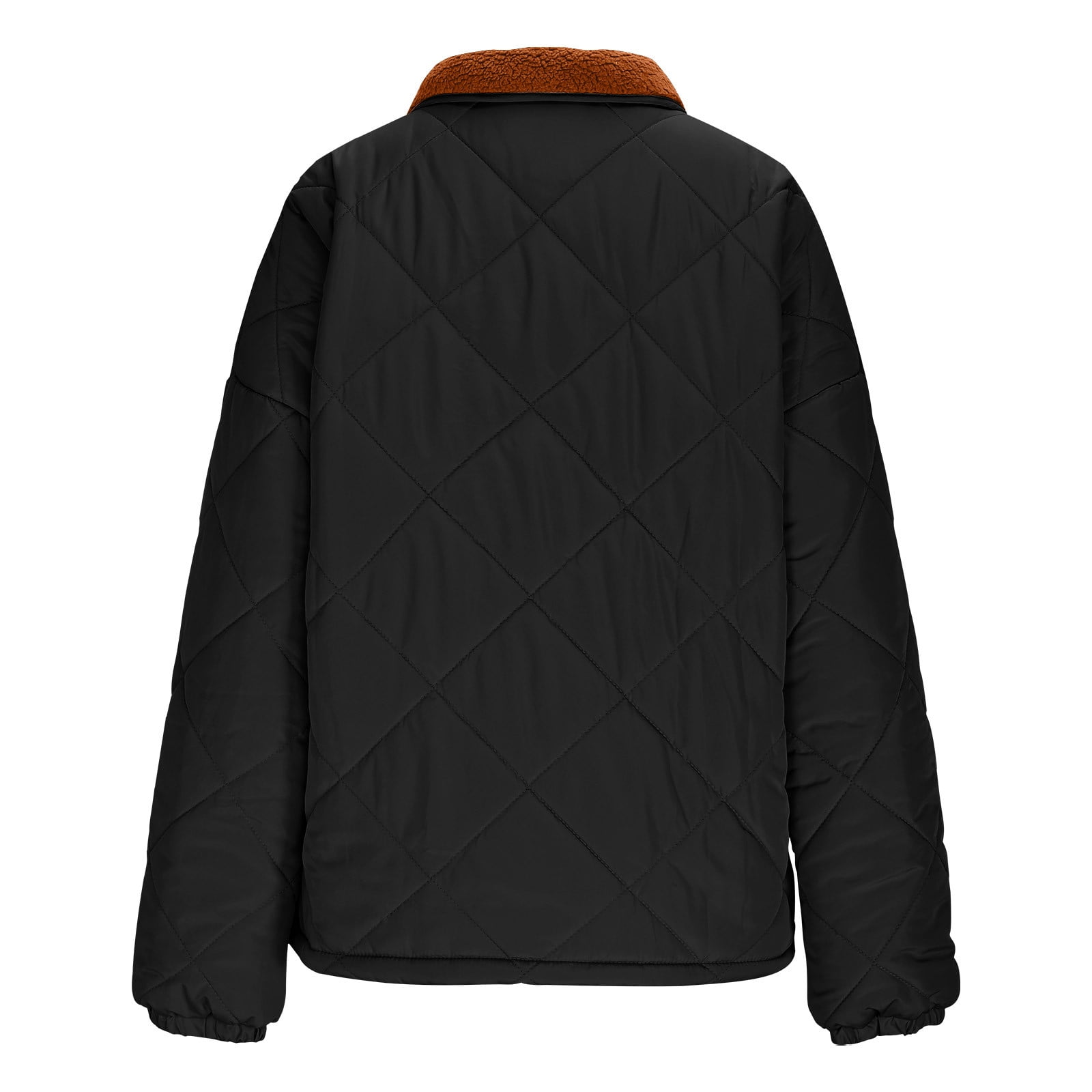 Nfurl Quilted Jackets for Women Zip up Barn Jackets Long Sleeve Winter Outerwear Coats Black XXL