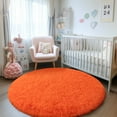 thumbnail image 4 of SARAG 3x3ft Round Area Rug for Bedroom,Fluffy Circle Rugs for Living Room Kids Room,Home Decor Shaggy Carpet Fuzzy Plush Rug for Nursery Room,Orange, 4 of 7