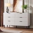 thumbnail image 3 of EastVita 54.7 Inch Chest of Drawers White Modern Fluted 6 Drawer Dresser with Metal Legs and Handles and Anti-Tipping Design for Bedroom Living Room Hallway, 3 of 6