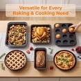 thumbnail image 5 of 6 Piece Nonstick Bakeware Set, Carbon Steel Baking Pans Including Cookie Sheet, Cake Pan, Loaf Pan, Muffin Pan & Roasting Pan, Oven & Dishwasher Safe, 5 of 7