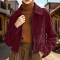 thumbnail image 2 of Tqcoqu Women's Solid Suede Cropped Jacket,Lapel Zip Up Vintage Long Sleeve Casual Outerwear With Lining, 2 of 9