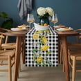 thumbnail image 2 of Lemon Table Runner - 60 Inch Long, Kitchen Dining Table Runner Dresser Scarves, Farmhouse Summer Botanical Fruit Black White Plaid Farmhouse Decor for Coffee Tables Wedding Party Banquet, 2 of 7