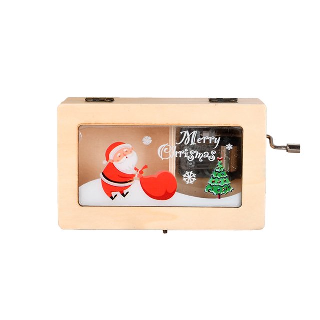 RKSTN Christmas Rotating Instruments Music Box Wooden Music Box Birthday Gift Santa Claus Merry Christmas Music Storage Box Parent-Child Interactive Toy Jewelry Storage Box Christmas Gifts