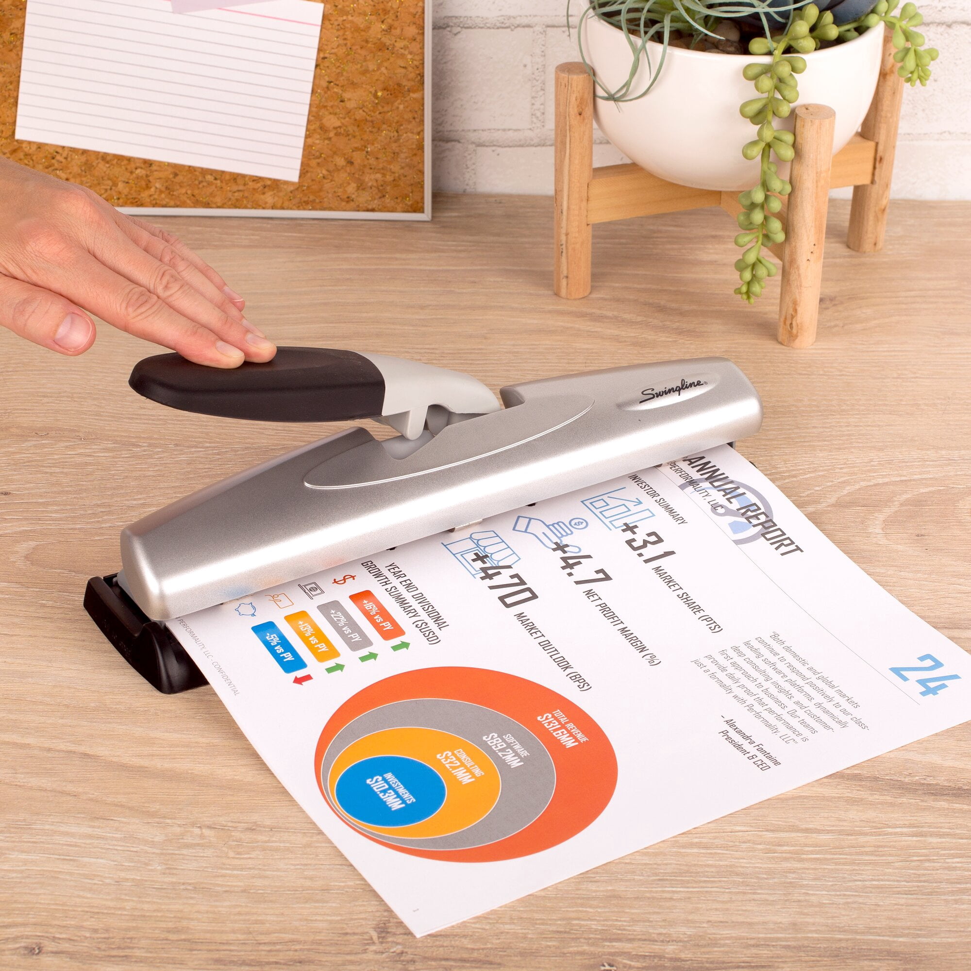 Swingline LightTouch Desktop Punch, 50% Easier, 2-3 Holes, 12 Sheets