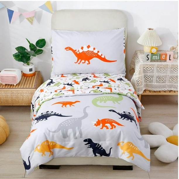 PERFEMET 4Piece Toddler Bedding Set Ultra Soft Cartoon Jurassic