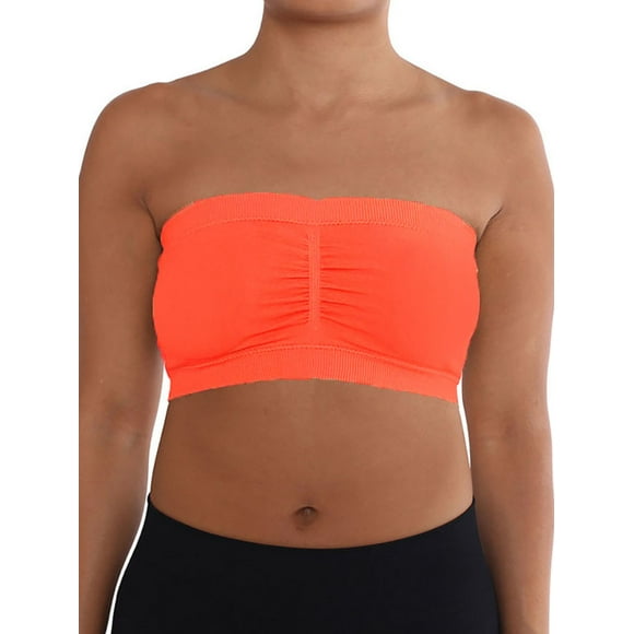SLM Women's Plus Size Padded Strapless Bra Bandeau-Coral