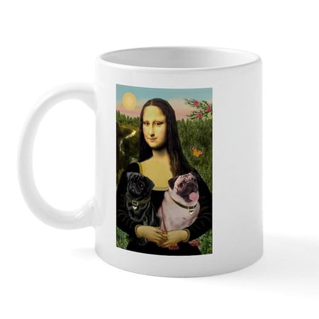 CafePress - Mona's 2 Pugs Mug - 11 oz Ceramic Mug - Novelty Coffee Tea Cup