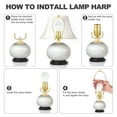 thumbnail image 4 of 5 Inch Lamp Harp Kit with 17.5mm Solid Brass Ball Finial, 2 Set Heavy Duty Bracket with Standard Saddle & Finial Detachable Shade Holder for Table Floor Lamps, Gold, 4 of 7