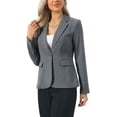 thumbnail image 4 of INSPIRE CHIC Striped Blazer for Women's Notched Lapel One Button Long Sleeve Work Office Suit Jackets S Dark Gray, 4 of 5